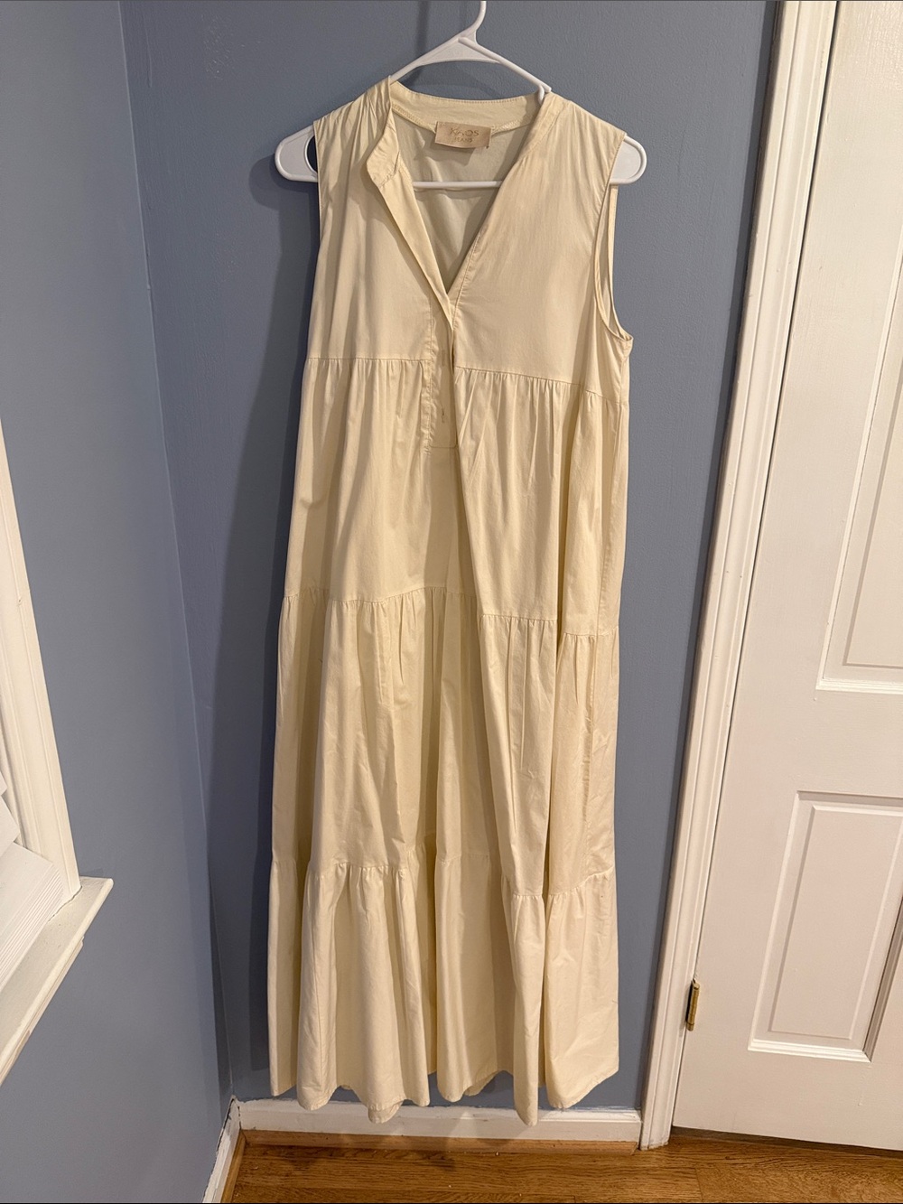 Kaos Sleeveless Cream Tiered Maxi Dress